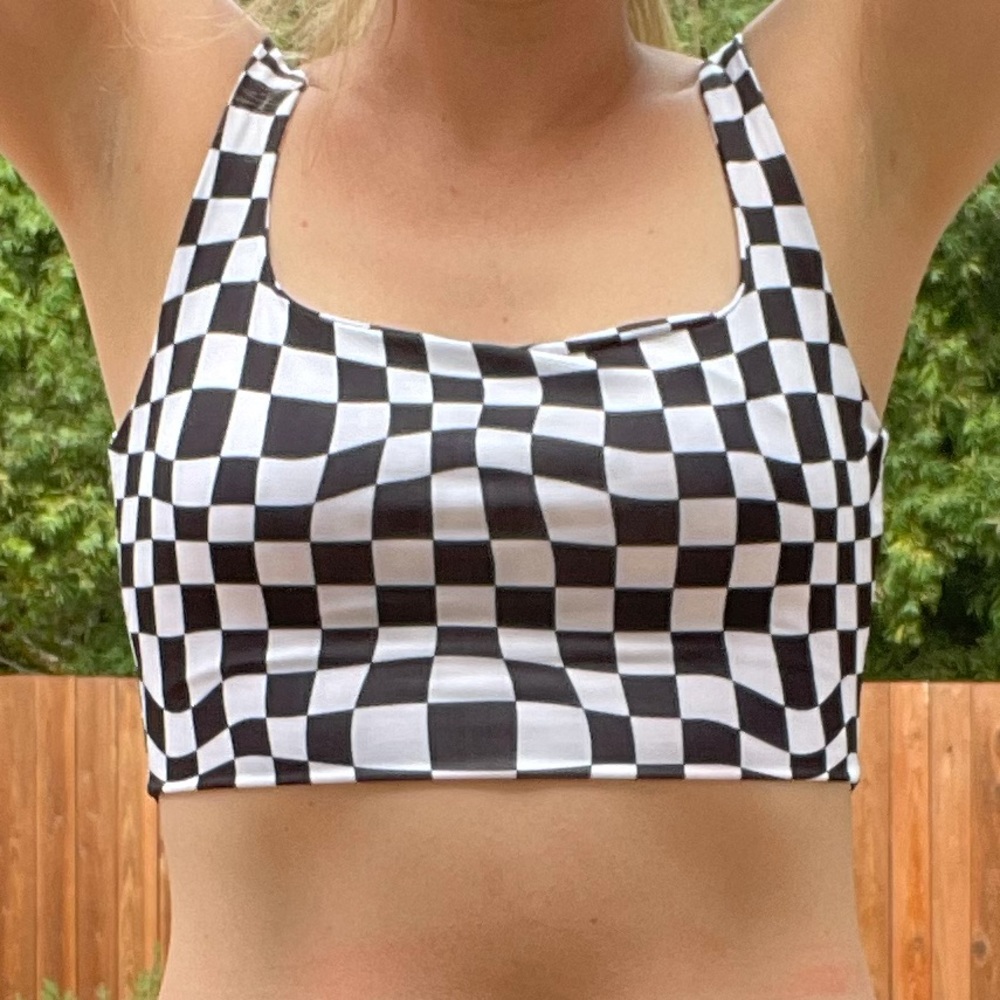 Psychedelic Checkered Crop Top - Picture 9 of 15